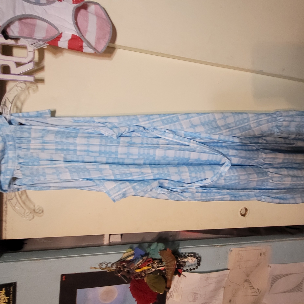 BloomChic Blue and White Plaid Midi Dress - Picture 5 of 14